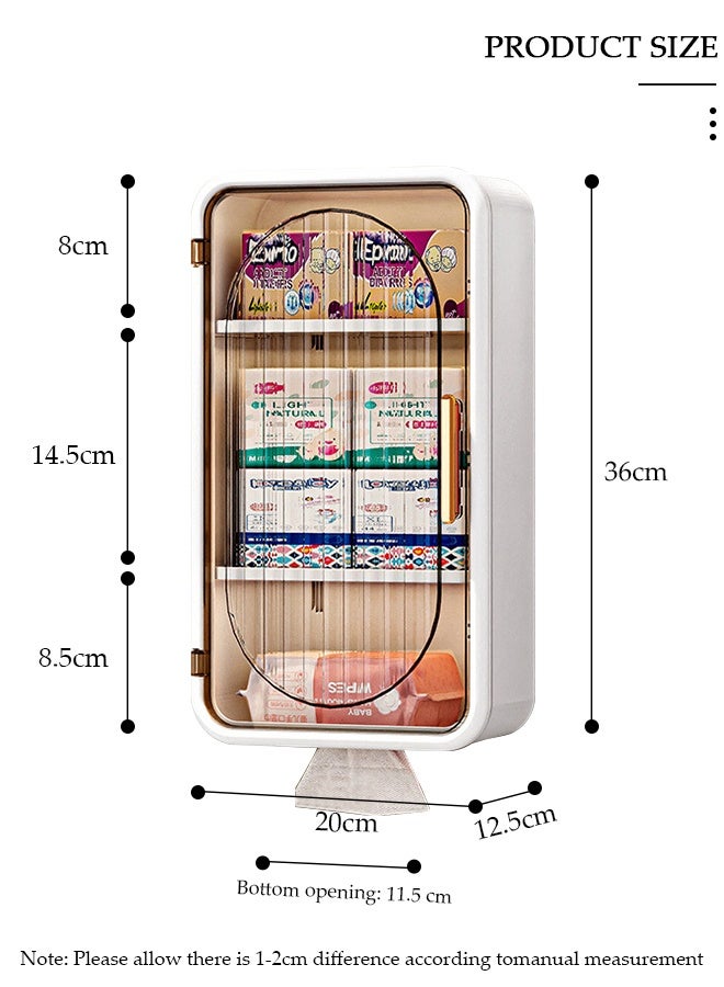 DUNISO 3 Tier Bathroom storage Cabinet,Bathroom shelf wall Mounted Storage Cabinet with Clear Doors for Bedroom,Bathroom, Living Room,Kitchen storage Organizer -Single Door - Image 2